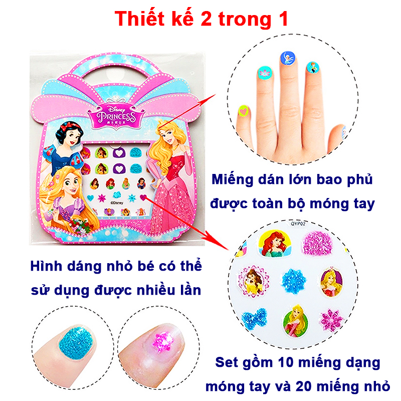 Set dán móng tay cho bé họa tiết hoạt hình 3D mẫu mới đáng yêu tiện lợi không cần dùng nước – J063 