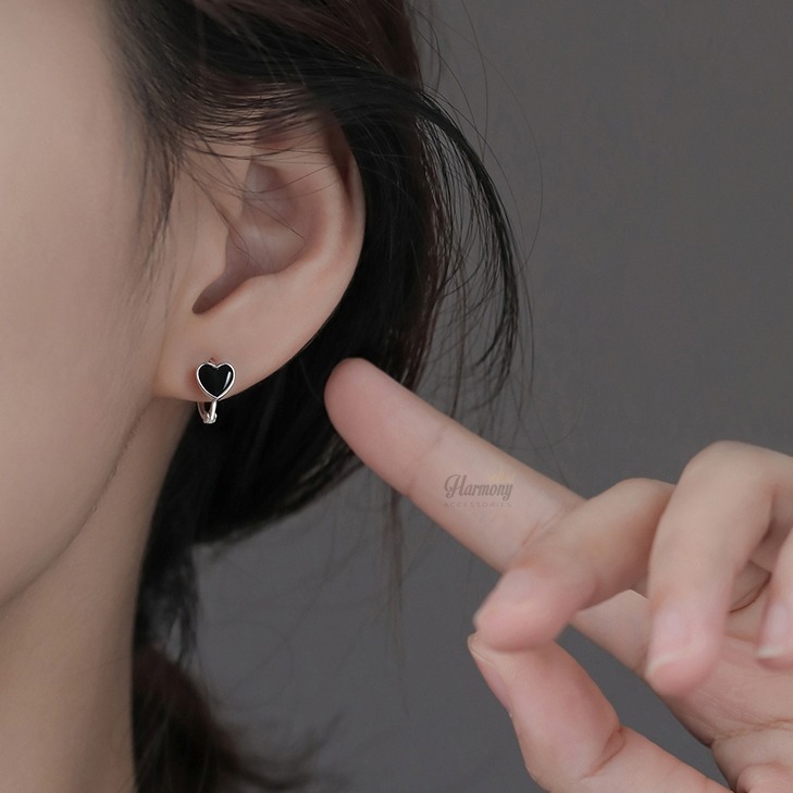 Khuyên Tai Bạc Ta Tròn Chốt Bấm Cá Tính Bạc Hiểu Minh HT385