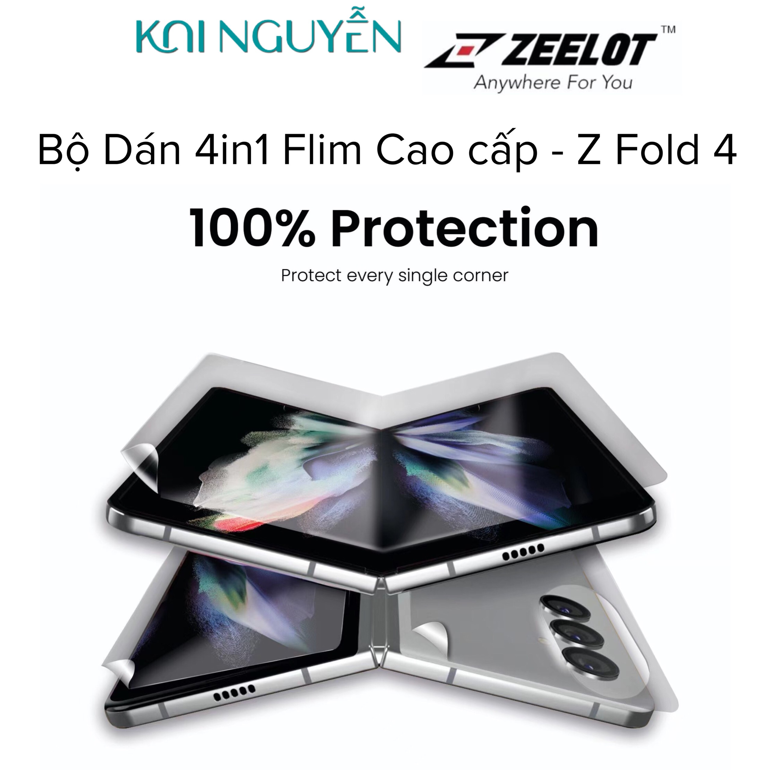 Bộ dán Zeelot 4 in 1 dành cho Samsung Galaxy Z Fold 4 2022 - Hàng Chính Hãng