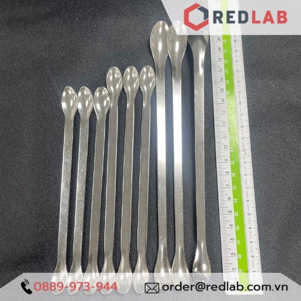 Muỗng múc / Thìa xúc hóa chất inox 2 đầu tròn 16, 18, 20, 22 cm ONELAB, dùng trong thí nghiệm, dược liệu, mỹ phẩm