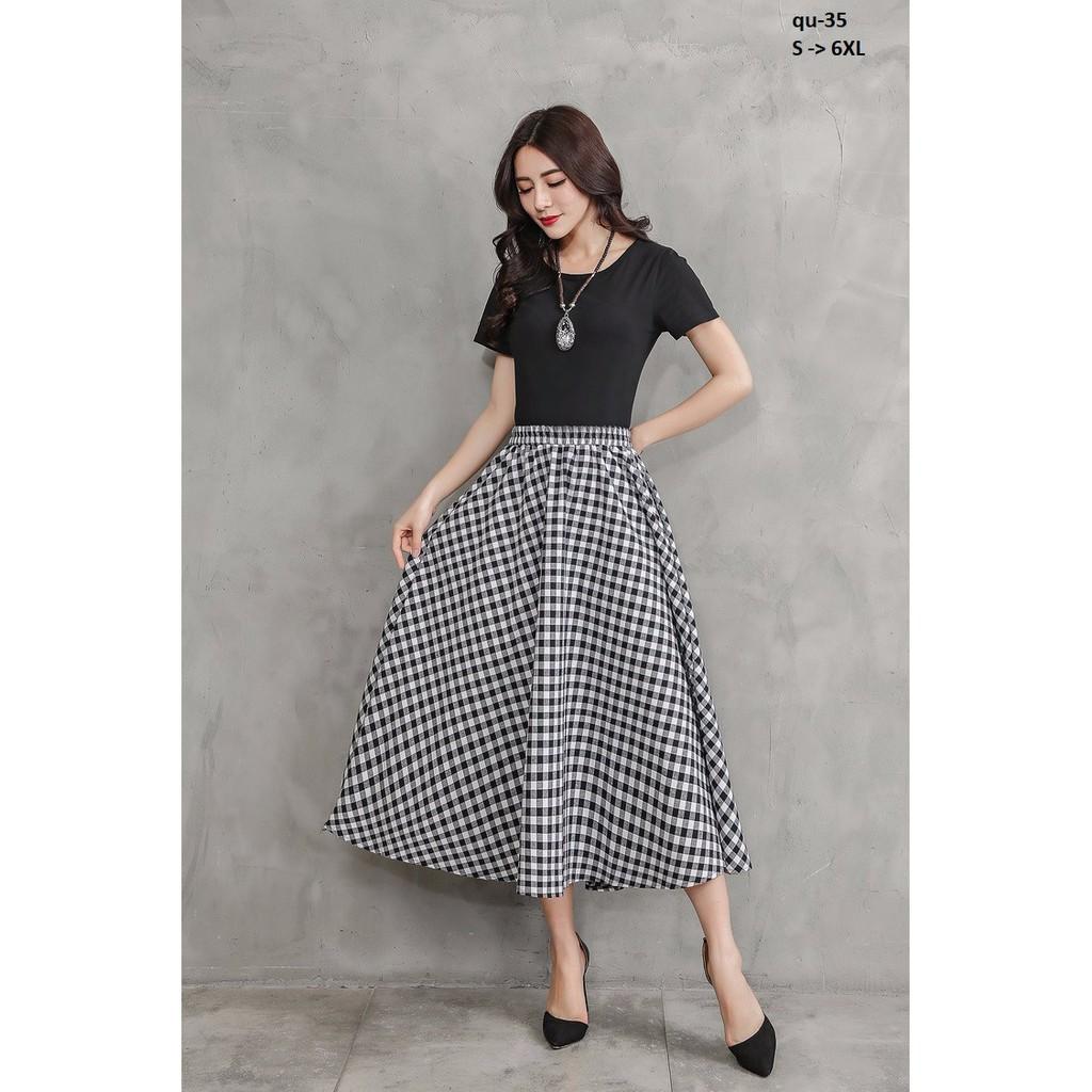 Chân váy caro lưng thun  SKIRT83