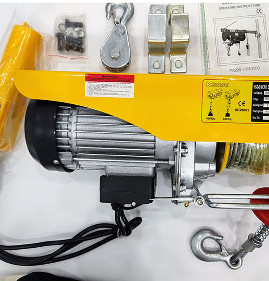 Tời điện treo PA200 tải trọng tối đa 160kg, cáp dài 12 mét, 30 mét