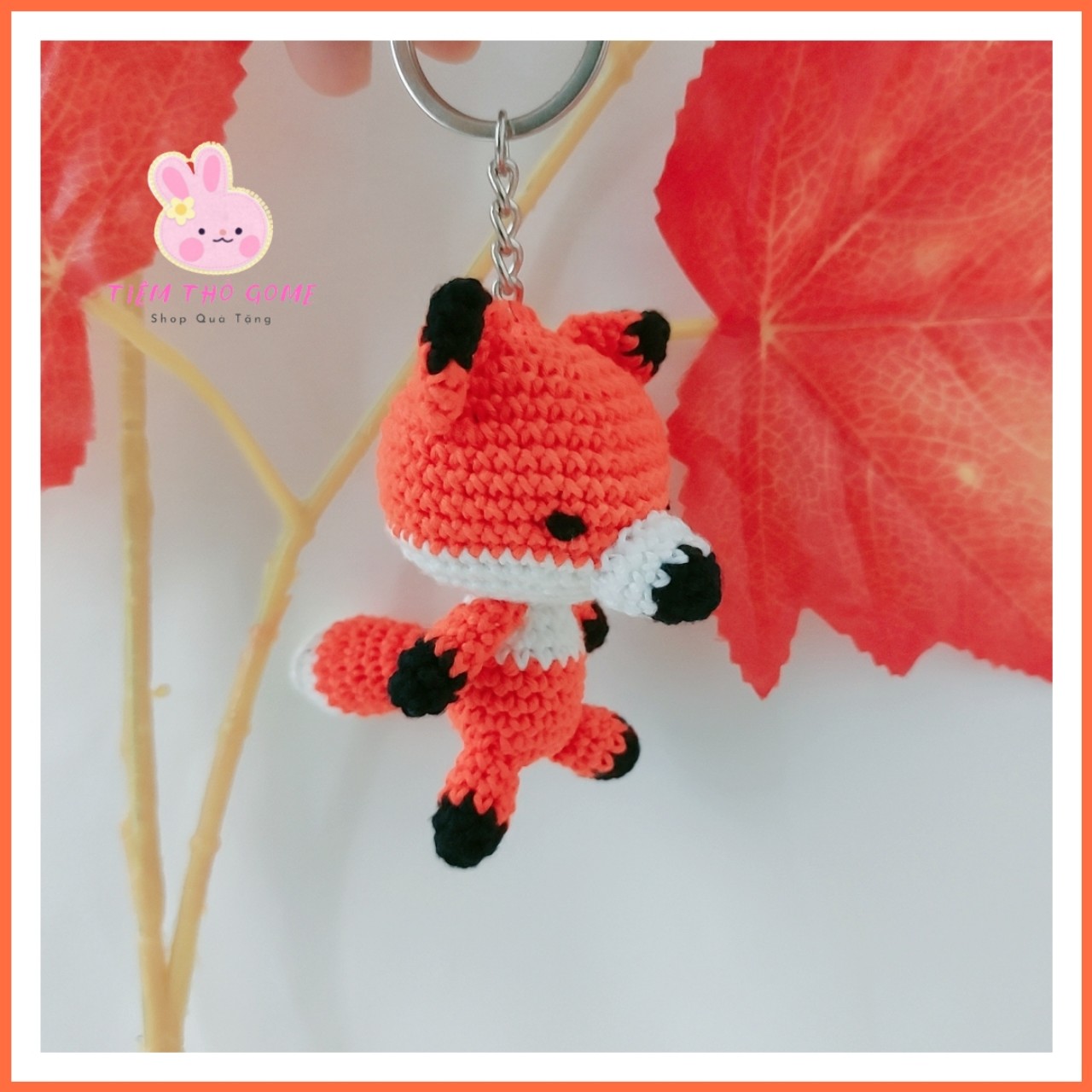 Thú bông bằng len handmade - Móc khoá cáo cam