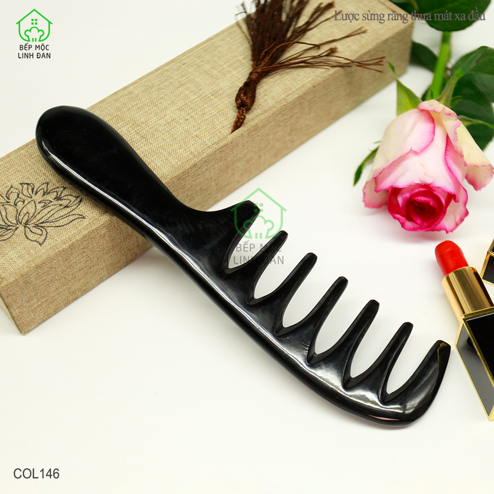 Lược Sừng Răng Thưa Mẫu Massage Đầu