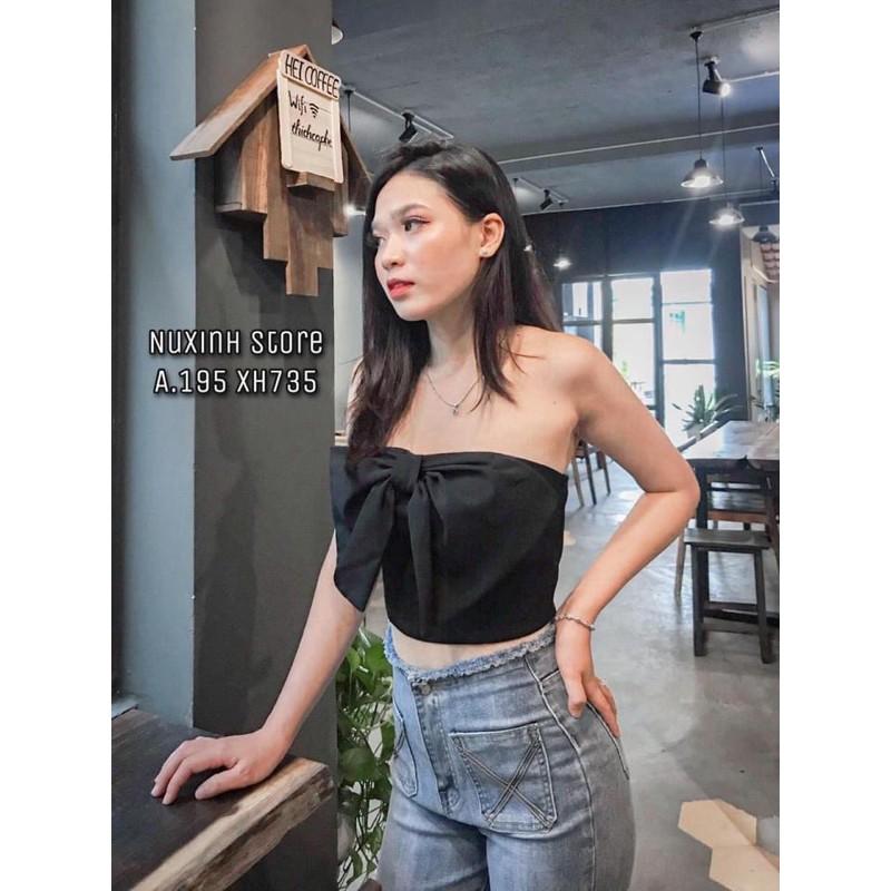 Áo ống croptop phối nơ ngực