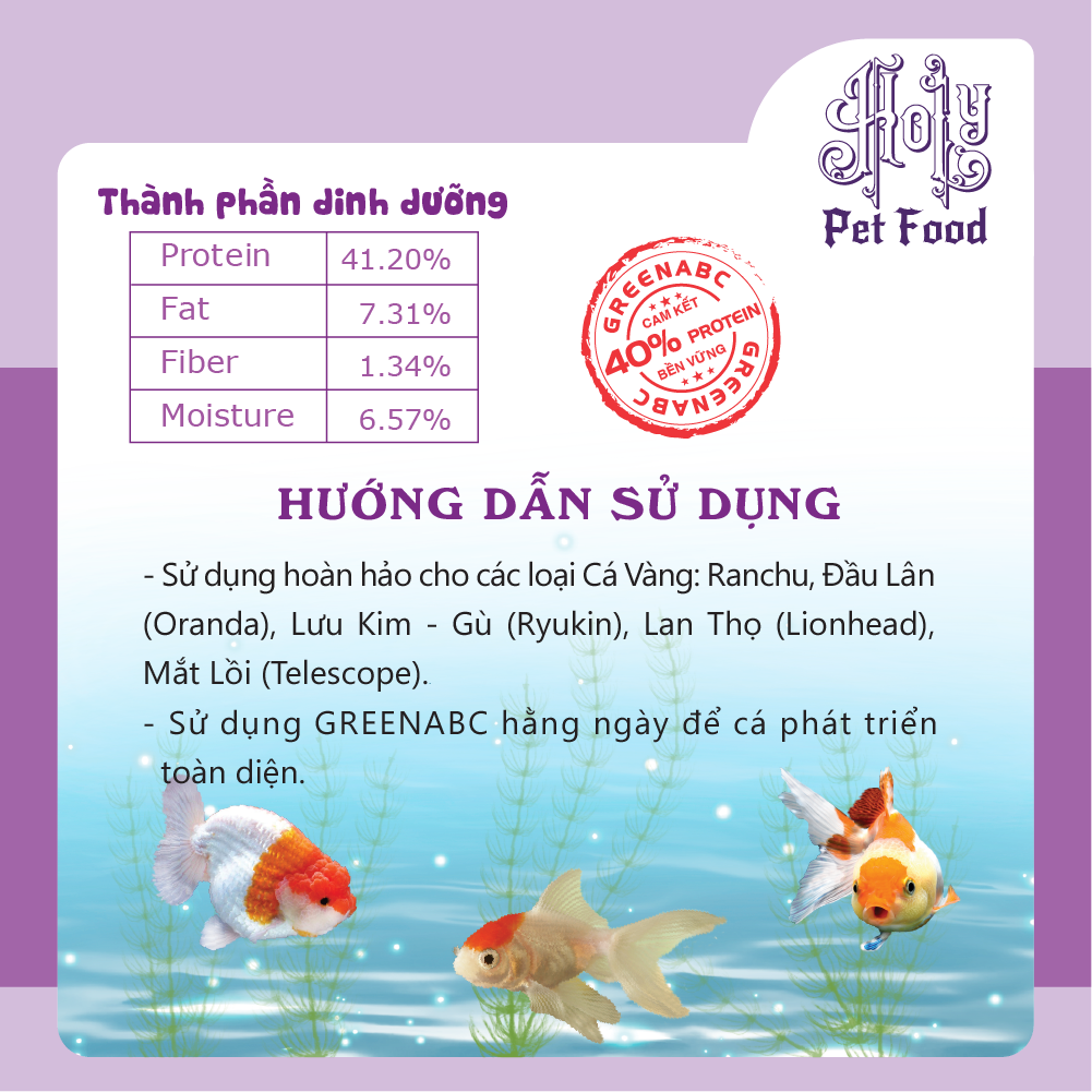 Thức ăn CÁ 3 Đuôi: Gold Fish, Ranchu, Oranda, Ryukin, Lionhead - Tiêu hóa tốt, tăng đề kháng - hộp 50g