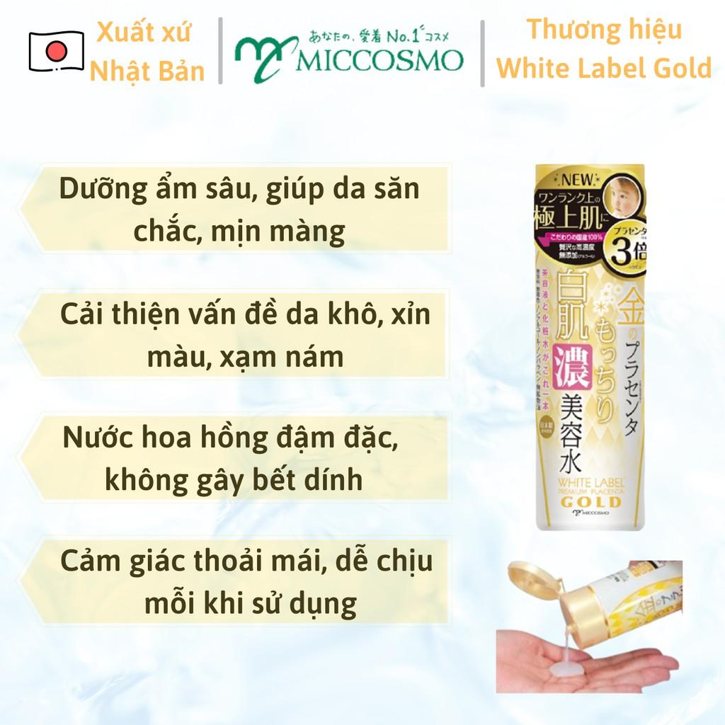 [MỸ PHẨM NHẬT BẢN] Nước Hoa Hồng Nhật Bản MICCOSMO White Label Gold 180g, Nhau Thai Cao Gấp 3 Lần, Dưỡng Trắng, Mờ Thâm Nám, Trẻ Hóa Da, Không Nhờn Rít (WLG08)