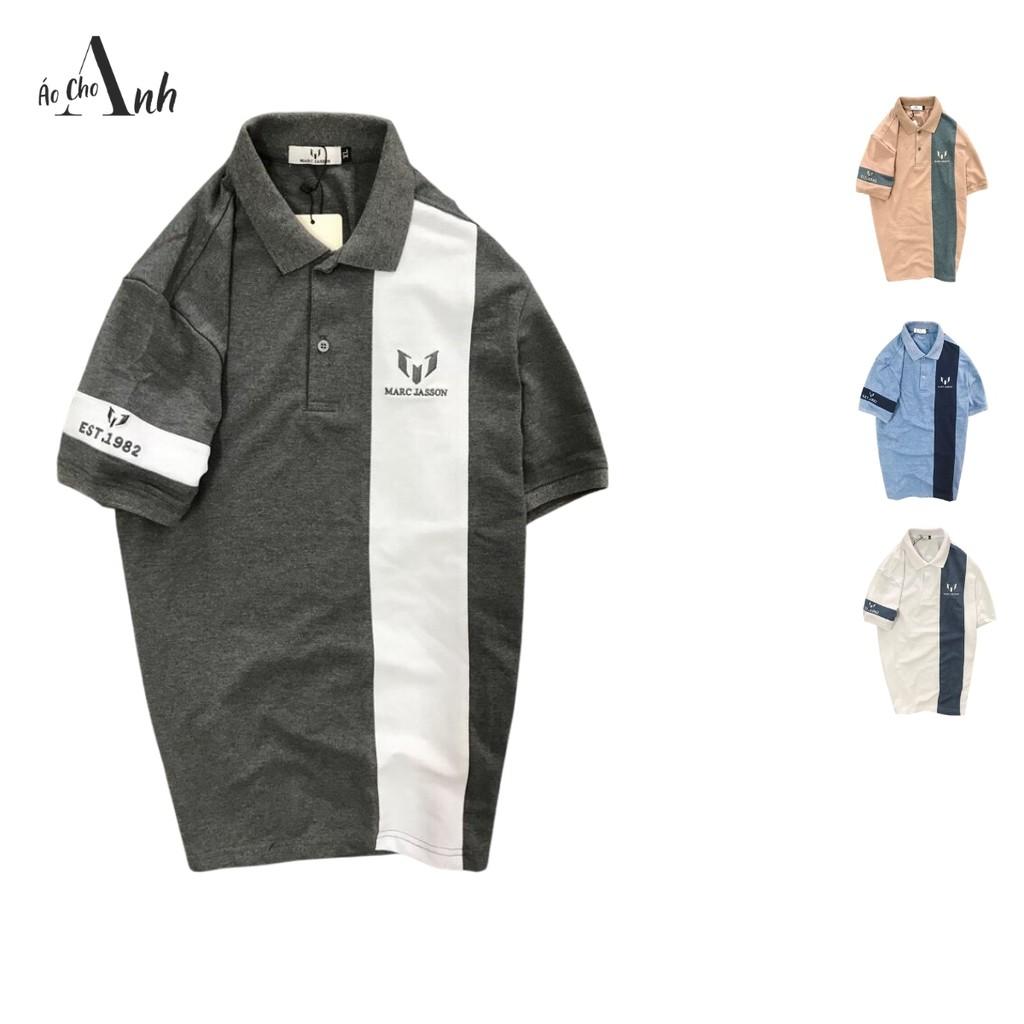 Áo thun nam tay ngắn cổ bẻ cao cấp phối màu trước áo cá tính lịch lãm 4 màu phong cách tươi mới - A049