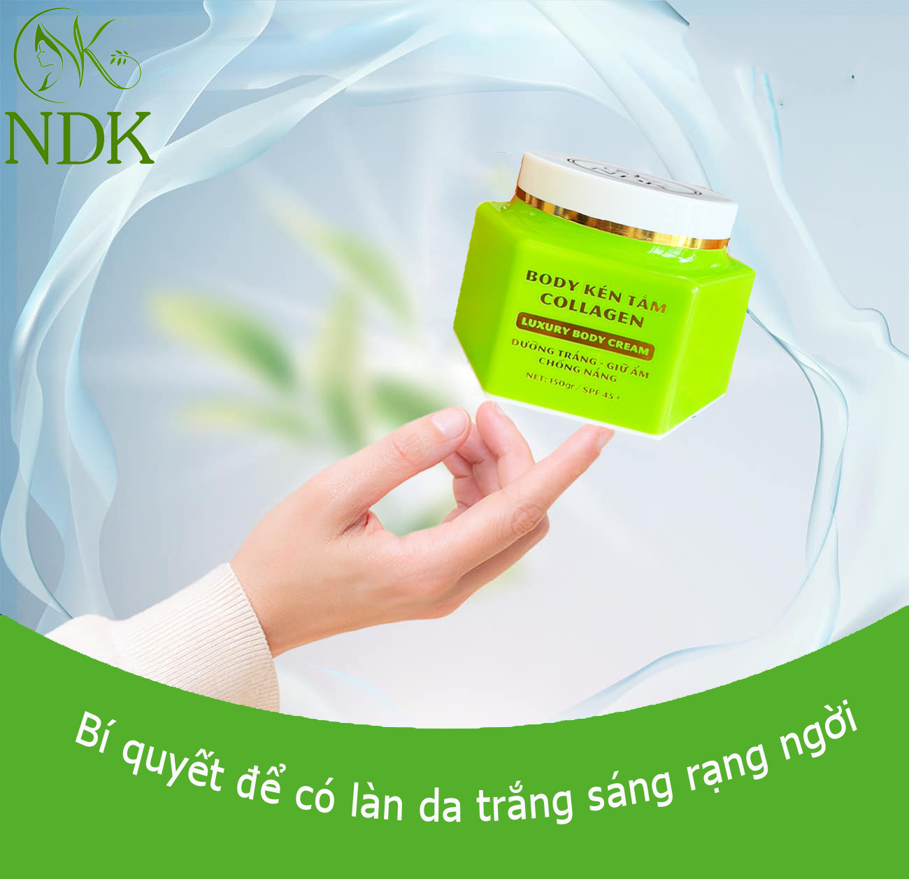 Kem Body Kén Tằm Collagen NDK Dưỡng Trắng Da Cấp Ẩm Chống Nắng 150ML