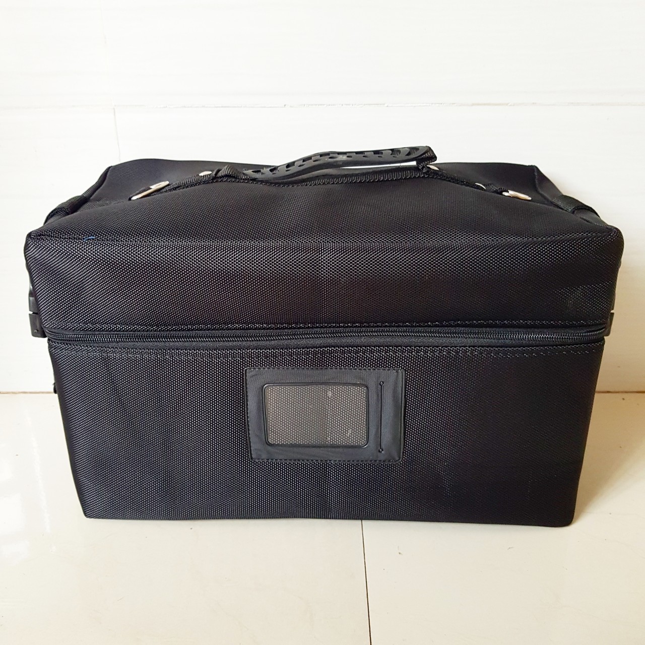Hàng cao cấp - Cốp túi vải dày dặn bọc inox viền măm , có dây đeo đựng mỹ phẩm, nail, mi chuyên nghiệp tiện lợi size 40x20x22 cm