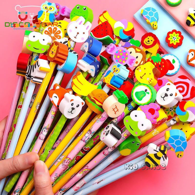 Bút chì kèm tẩy SET 5 CHIẾC họa tiết hoạt hình ngộ nghĩnh dễ thương cho bé - Dozkidz