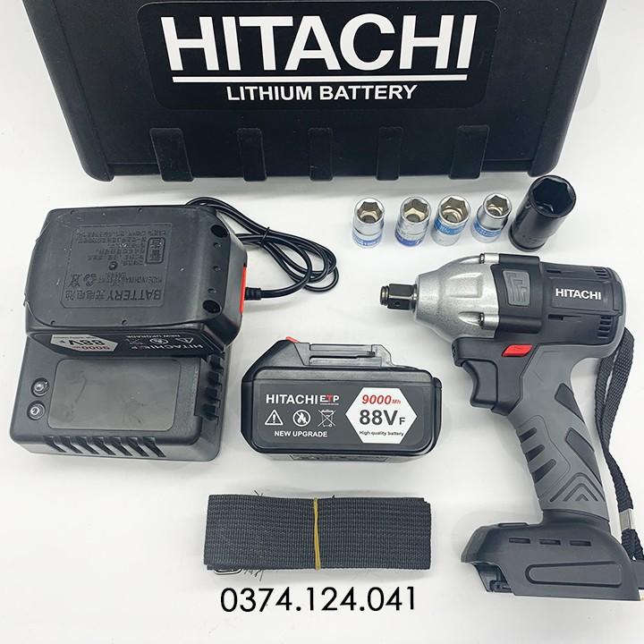 Máy Siết Bulong HITACHI 88V - TẶNG 5 Đầu Khẩu - Không Chổi Than Đầu rỗng Bắt vít Khoan - Pin 10 Cell - Made in Malaysia