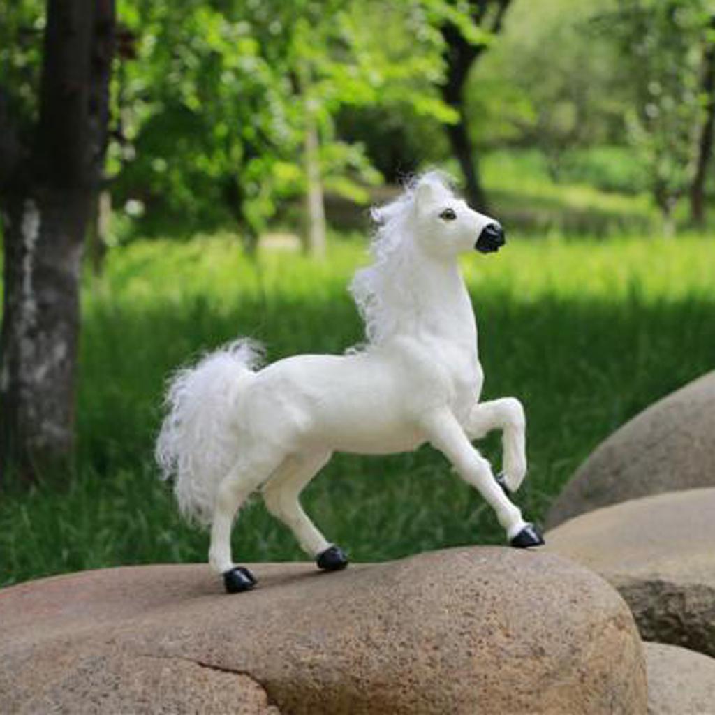 Simulation Animal 12'' White Horse Model Figure Kids Toy Home Garden Decor