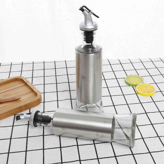 Chai rót dầu ăn, nước tương thủy tinh bọc inox cao cấp