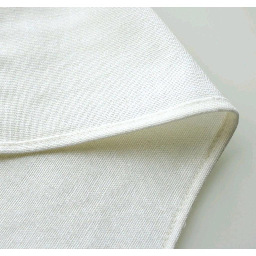 VẢI LINEN TẬP THÊU TAY, MAY KHĂN MÙI XOA 25x25CM