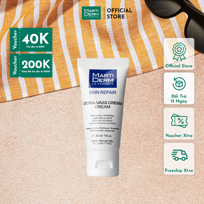 Kem Dưỡng Tái Tạo &Amp; Phục Hồi Da Nhạy Cảm - Martiderm Skin Repair Cicra Vass Cream 30Ml