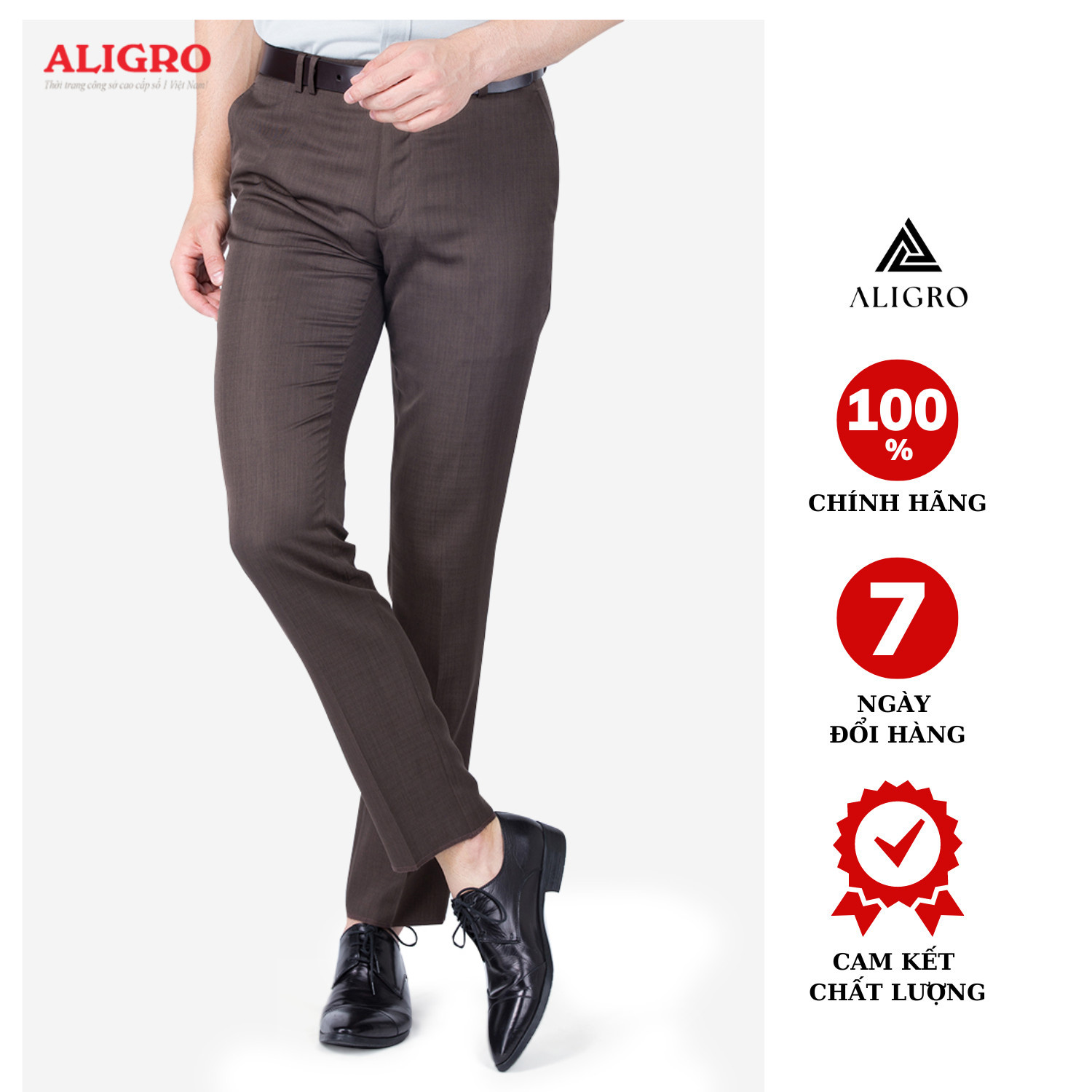 Quần âu nam ALIGRO màu nâu bò, chuẩn form slimfit vải nano cao cấp, tôn dáng, thoáng mát ALGO1013