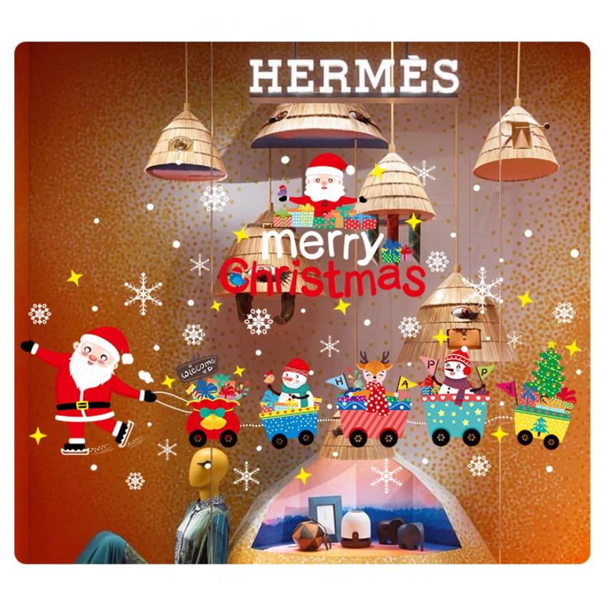 Decal trang trí Noel Hít Tĩnh Điện 2 mặt - ĐOÀN TÀU MERRY CHRISTMAS