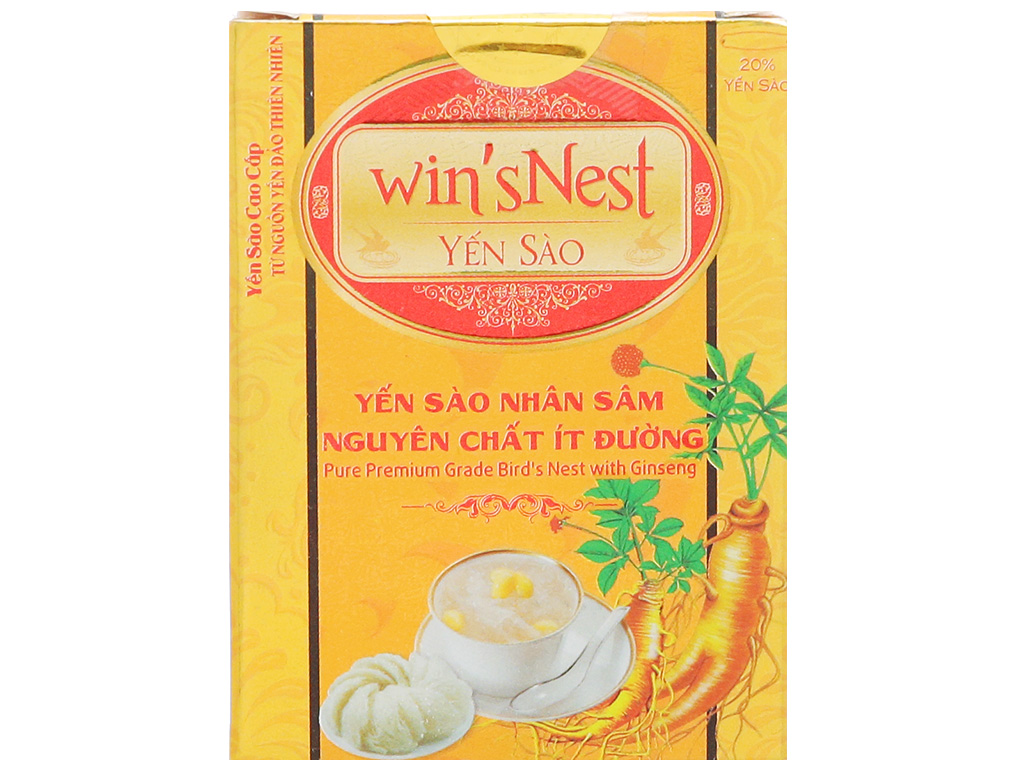 Combo 12 lọ Yến sào win'sNest Tổ yến chưng sẵn 20% nhân sâm ít đường (70ml/lọ)