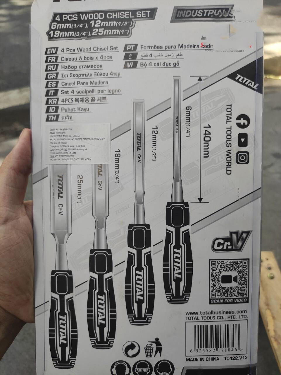 BỘ 4 CÁI ĐỤC GỖ (16/T) TOTAL THT41K0401 - HÀNG CHÍNH HÃNG