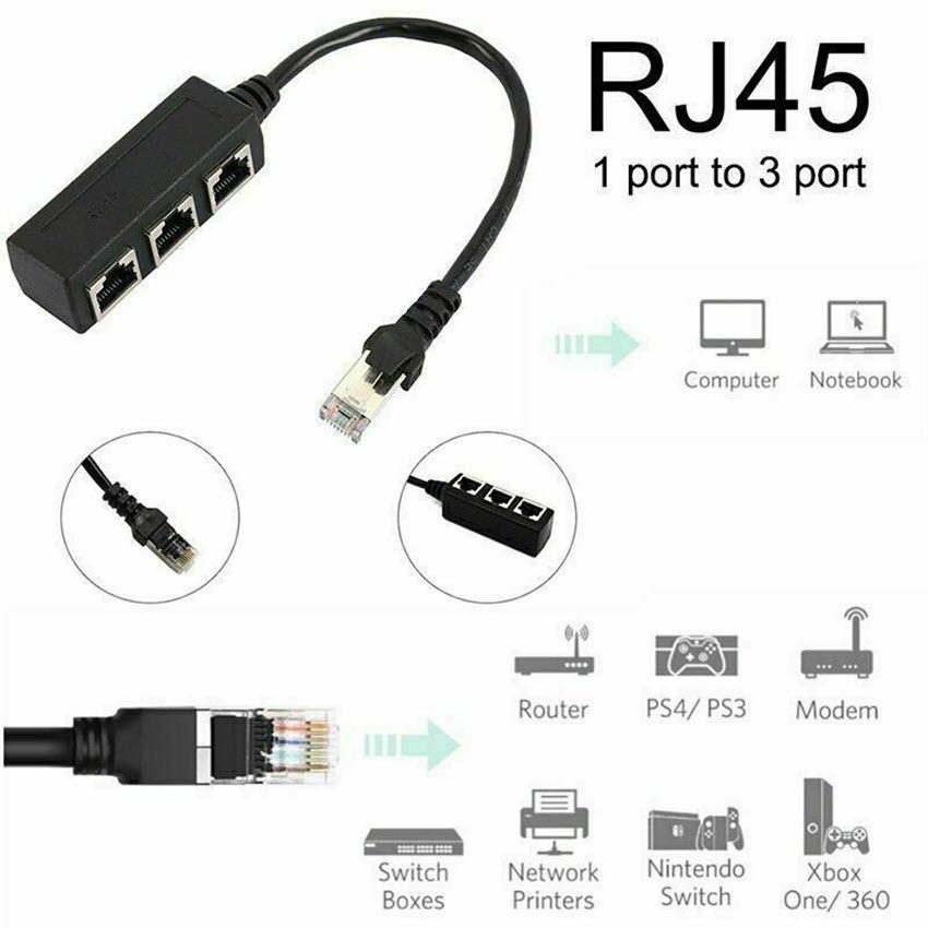 Cáp Chia Cổng Mạng Lan Rj45 1 Đầu Đực Sang 3 Đầu Cái