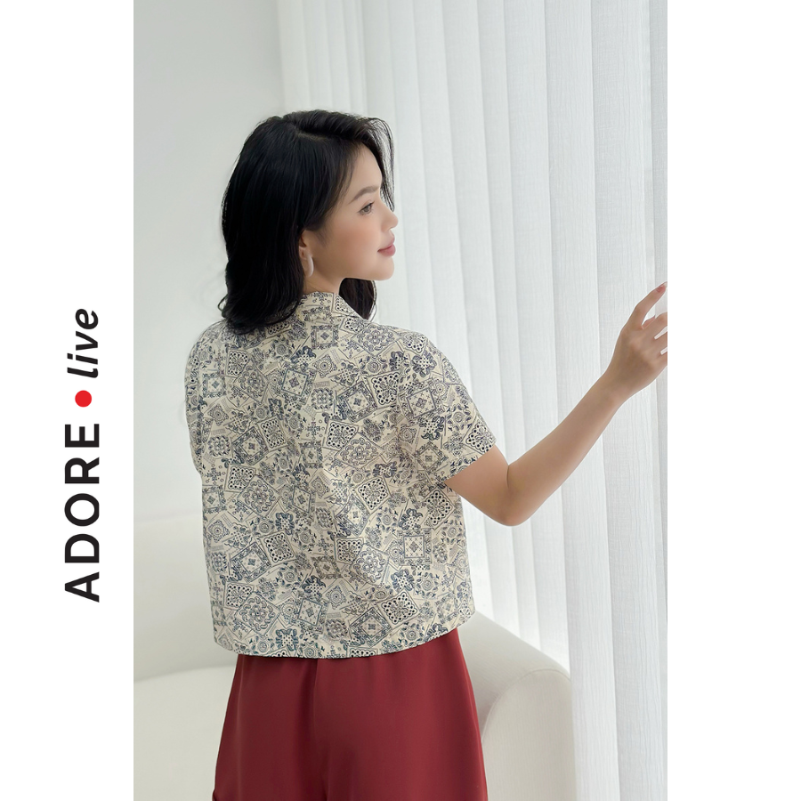 Áo sơ mi Shirts casual style thô hoạ tiết paisley cream cổ 2 ve 321SH1042 ADORE DRESS