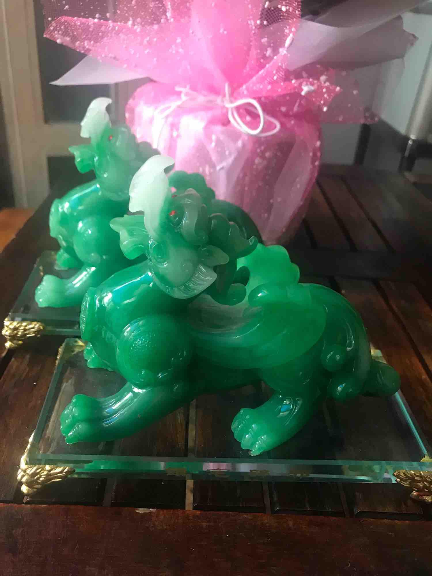 CẶP TỲ HƯU XANH ĐẾ KIẾNG CÓ CÁNH DÀI 18CM ĐẶT BÀN LÀM VIỆC