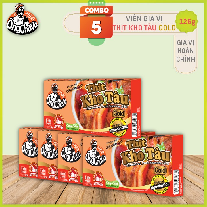 Combo 5 Hộp Viên Gia Vị Thịt Kho Tàu Gold Ông Chà Và 126g (Simmered Pork Seasoning Cubes)