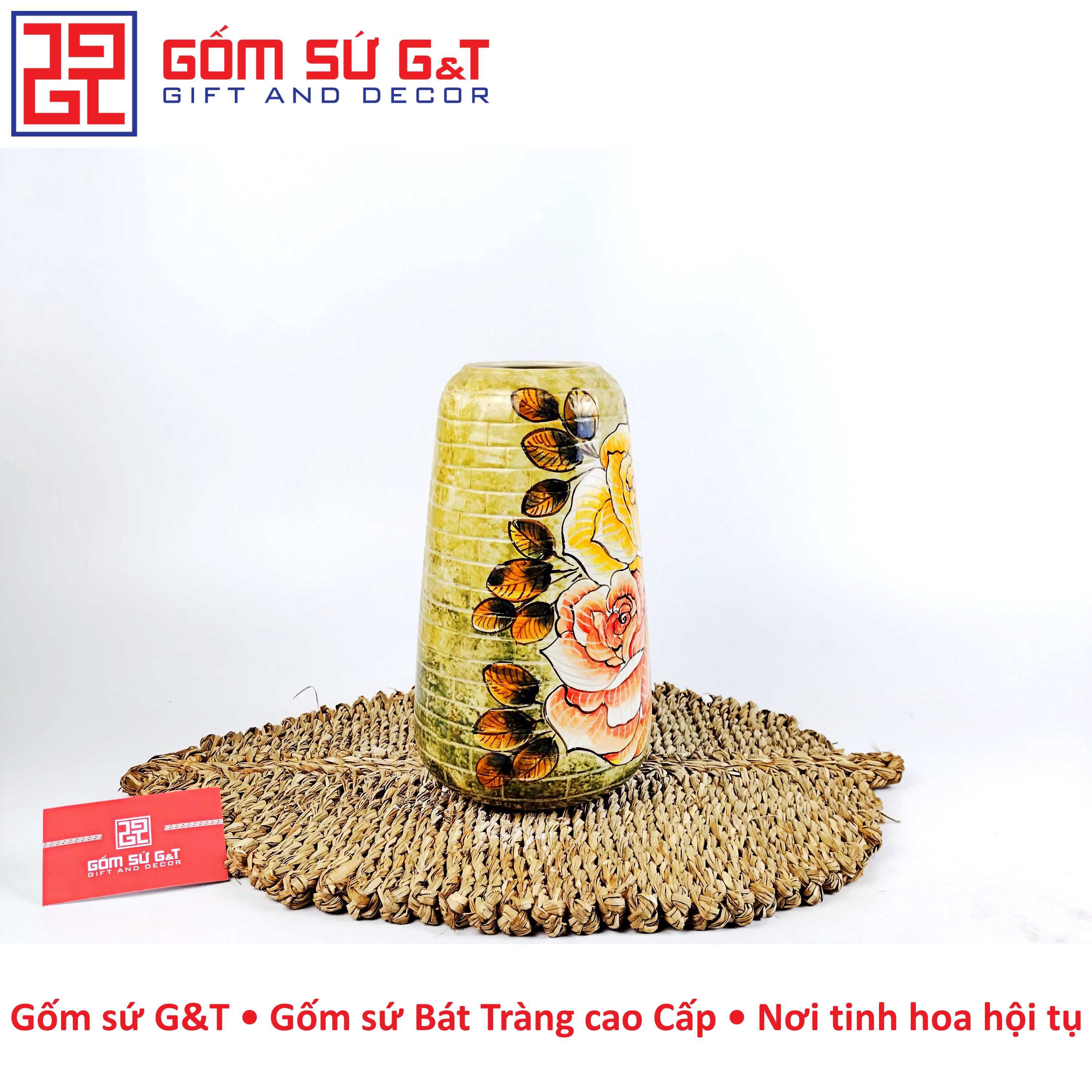 Lọ hoa dáng đu đủ nhị hồng Gốm Sứ G&amp;T