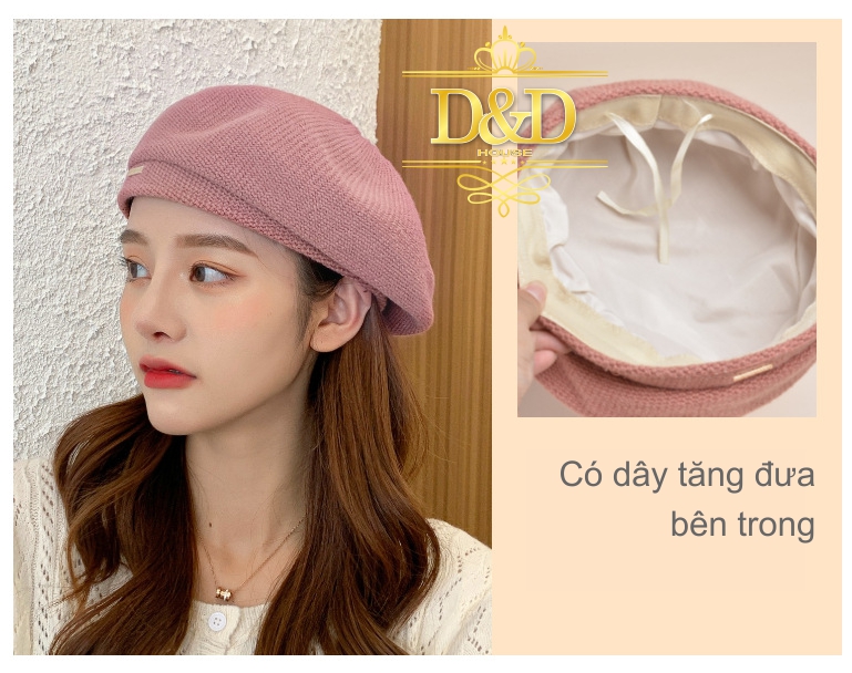 Mũ nón nồi, beret nữ vải len nhiều màu