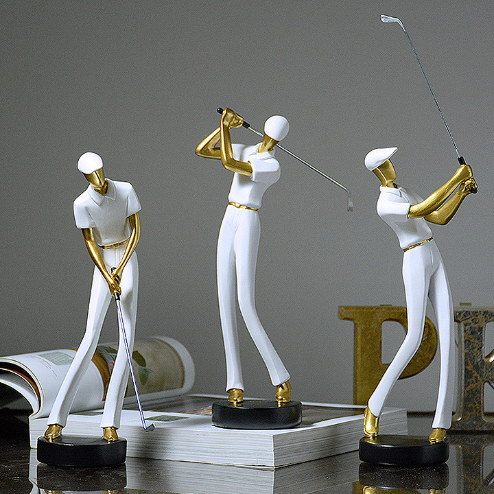 Bộ tượng chơi golf  nghệ thuật trang trí bàn làm việc phòng khách HB080251 màu ngẫu nghiên