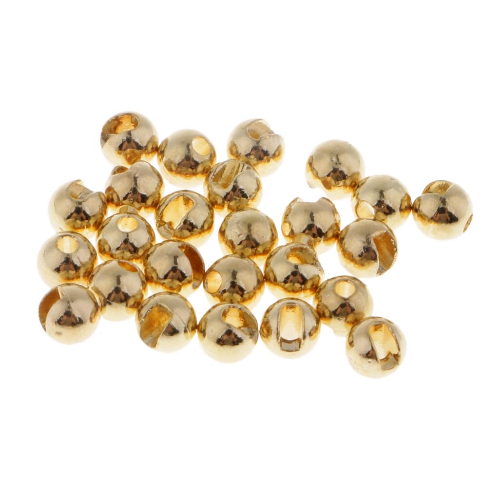 25pcs Slotted Tungsten Fly Tying Beads Fast Sinking Nymph Eyes Gold