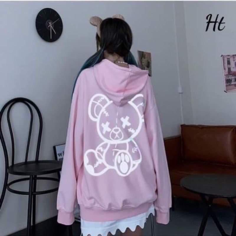 Áo hoodie gấu bông vá XX phản quang H26