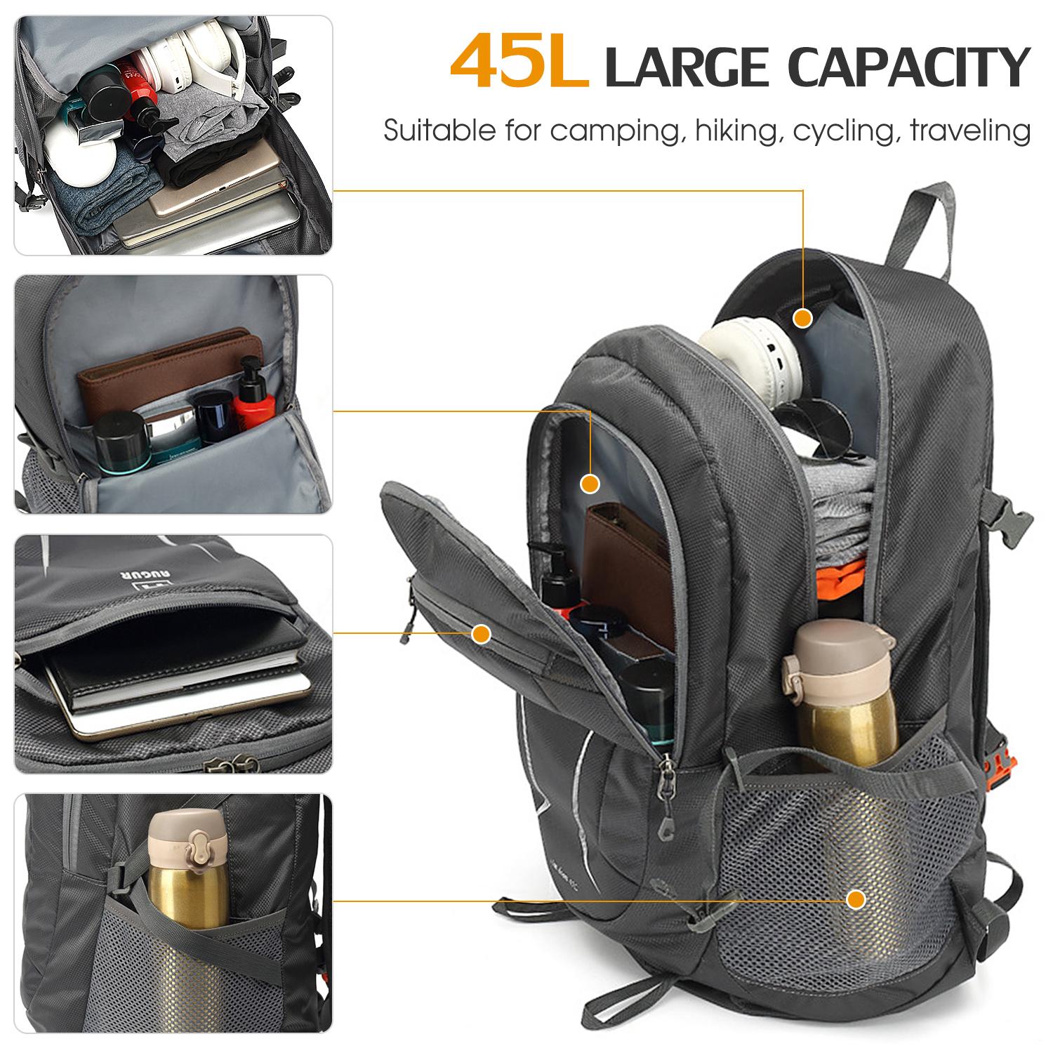 Ba Lô Augur 45L Cho Nam Và Nữ Thích Hợp Đi Bộ Đường Dài, Khối Lượng Nhẹ Có Thể Gập Lại Hiking Backpack