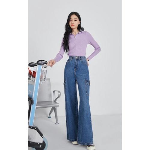 Quần Bò Nữ, Quần Jeans Nũ ỐNg Rộng Cạp CAo Túi Hộp Cho Nữ Đẹp Store 257