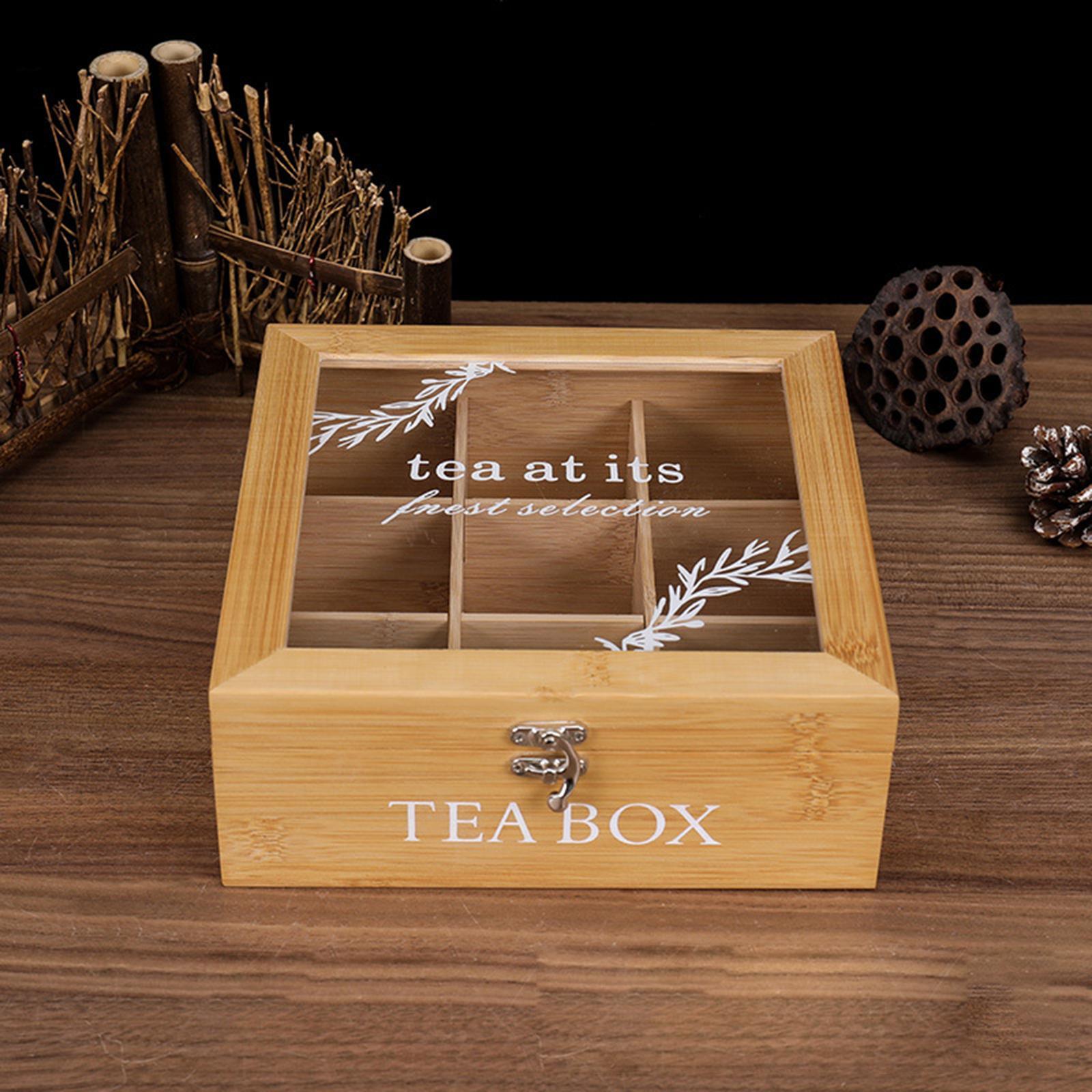 Wooden Tea Organizer 9 Grid Jewelry Organizer for Cabinets Desktop Decor