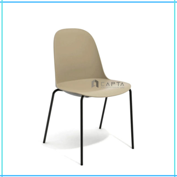 Ghế ngồi café fastfood thân nhựa cao cấp chân sắt xếp chồng nhập khẩu CC1568-S- Plastic chair solid back side
