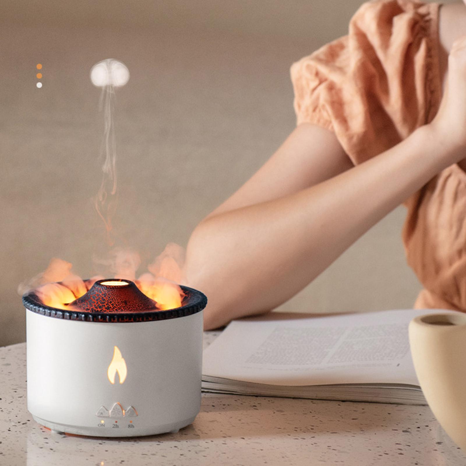 Essential Oil Flame Diffuser Air Humidifier LED Night Light for Travel