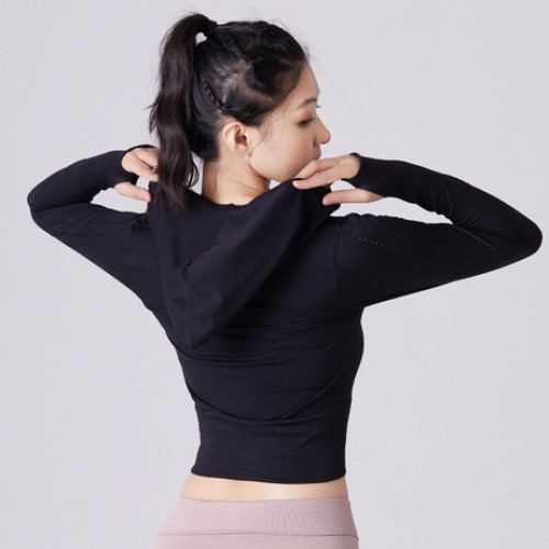 Áo Dài Tay Nữ Tập Gym, Yoga, Áo Thun Hoodie Thể Thao Tay Dài Cao Cấp