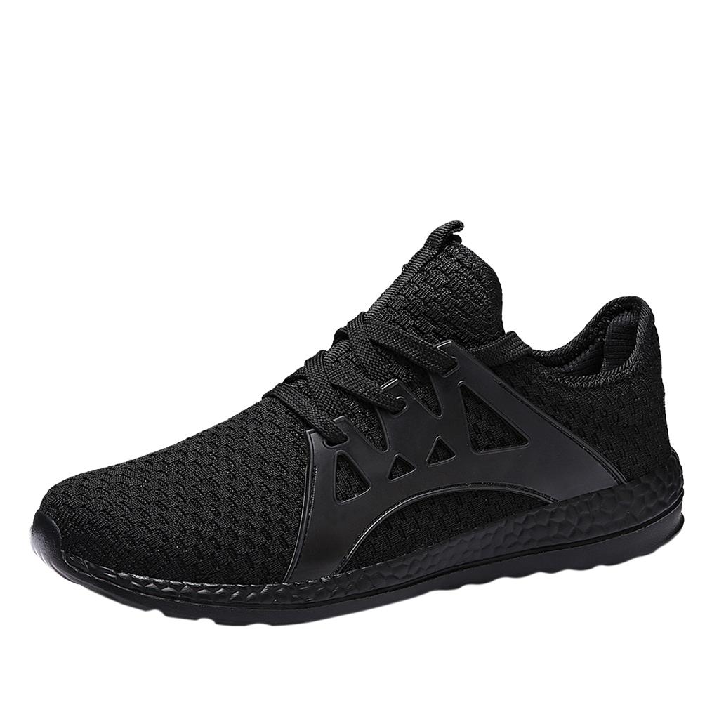 Men's Lightweight Breathable Black Mesh Street Sport Walking Shoes Casual Sneakers