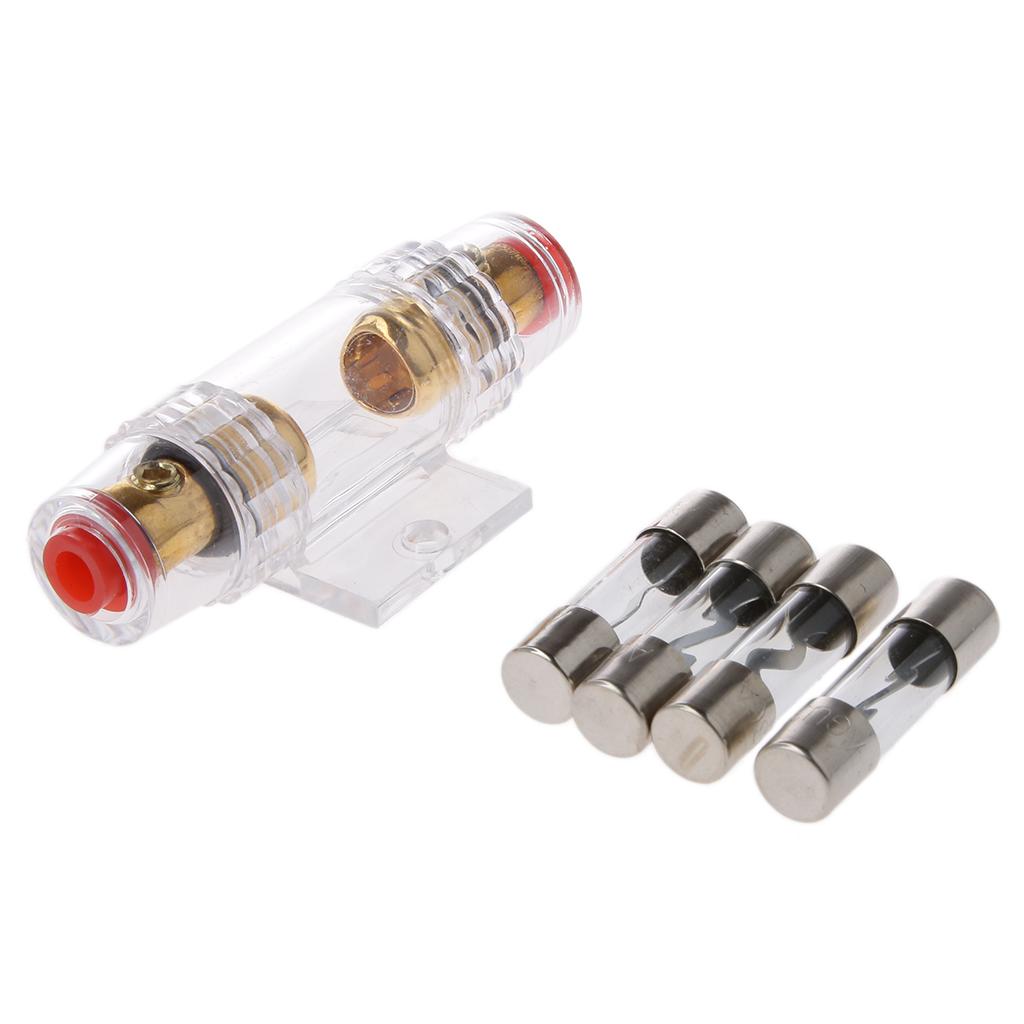 Car Audio Stereo AGU Fuse Holder Box 4 / 8 Gauge Wire with 4pcs 60 AMP Fuses