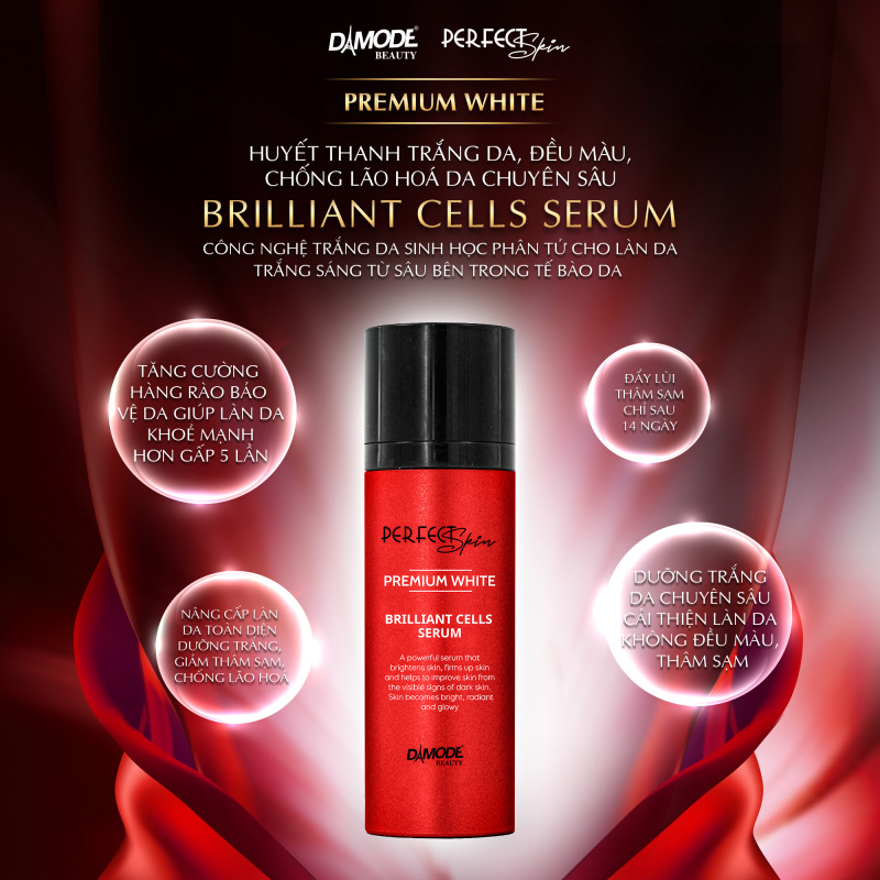 Huyết thanh trắng da ngăn lão hóa da BRILLIANT CELL SERUM DAMODE chai 30ml