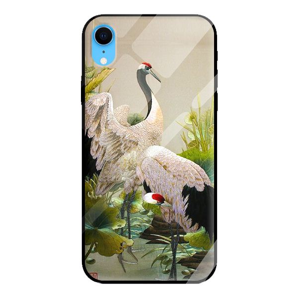 Ốp kính cường lực cho iPhone XR mẫu CON Hạc 1 - Hàng chính hãng