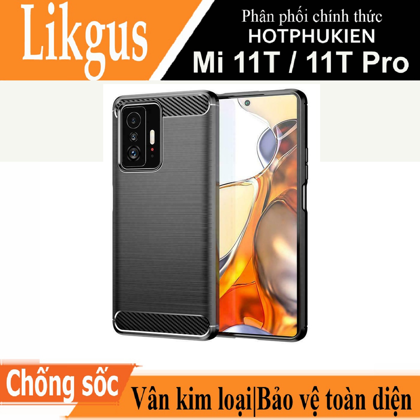 Ốp lưng chống sốc vân kim loại cho Xiaomi 11T 5G / 11T Pro 5G hiệu Likgus - hàng nhập khẩu