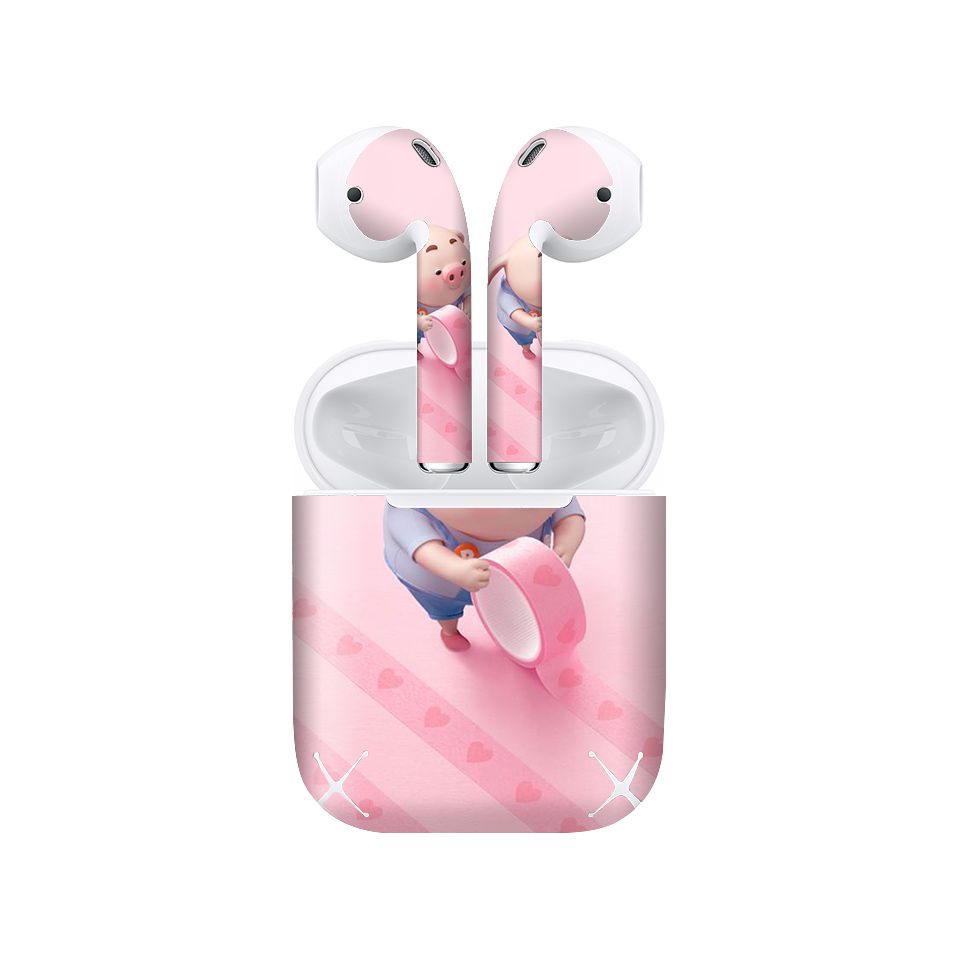 Miếng dán skin chống bẩn cho tai nghe AirPods in hình Heo con dễ thương - HEO2k19 - 031 (bản không dây 1 và 2)