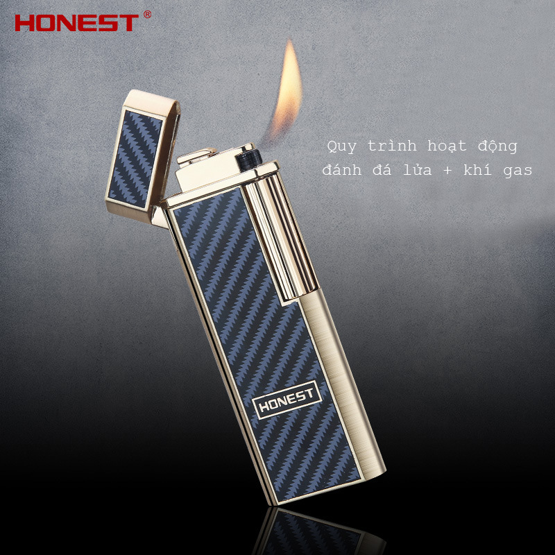 Hột quẹt lửa honest gas đá lửa thiết kế mỏng nhỏ gọn tinh tế