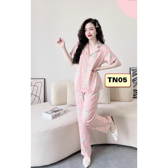 BỘ PYJMA LỤA NỮ Quần Dài,Tay Ngắn