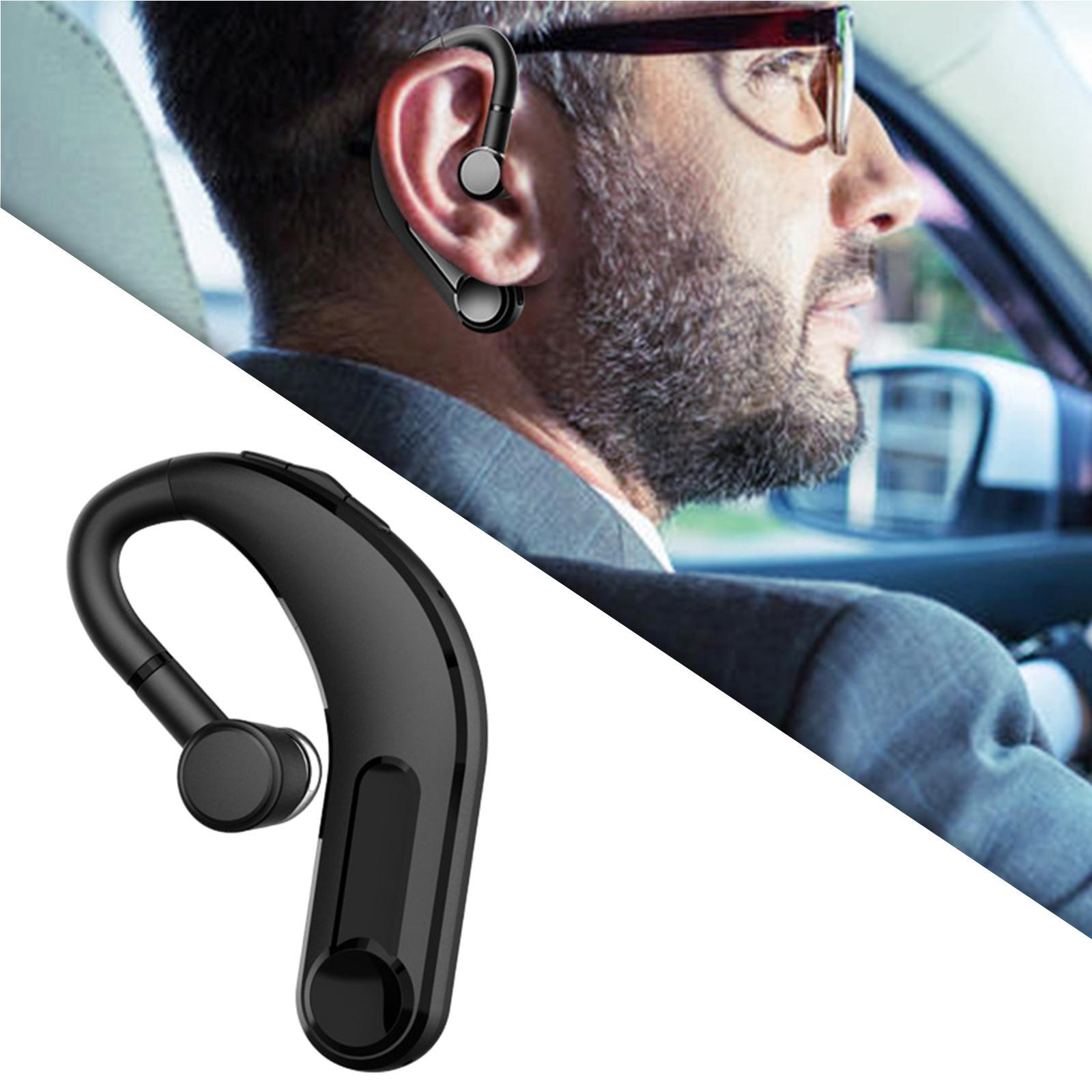 Bluetooth Wireless Single Ear Earpiece Business Trucker Driving Music Black