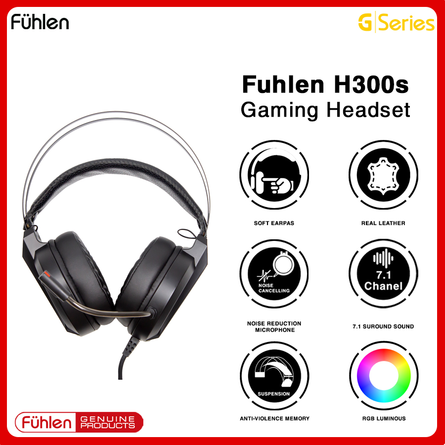 Tai nghe Gaming Fuhlen H300s RGB giả lập 7.1, Mic nhạy lọc tạp âm, kết nối USB 2.2m- BH 2 năm