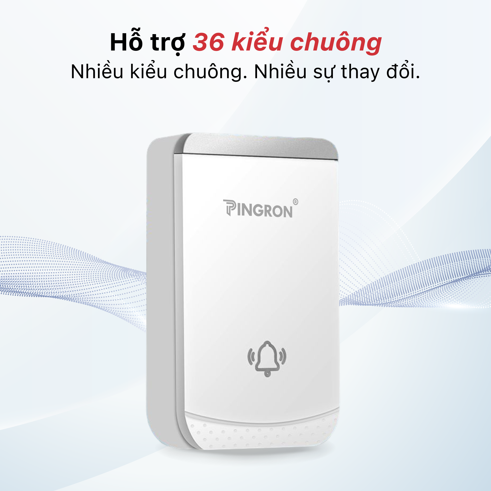 Chuông cửa không dây chuông báo khách không dây PINGRON PR-DB01 - Âm thanh 85Db, điều chỉnh 4 mức âm lượng, khoảng cách 300M